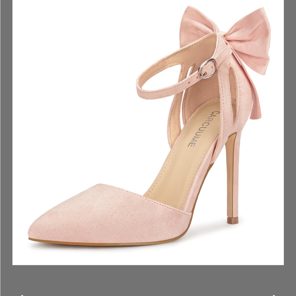 Dream Pairs Blush Heels with Ankle Strap and Bow